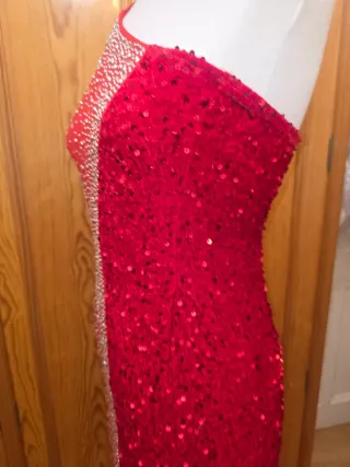 Vestido de fiesta rojo y dorado Xs/S