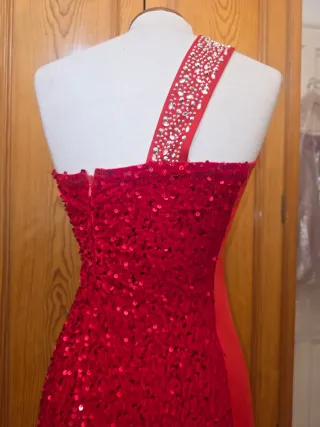 Vestido de fiesta rojo y dorado Xs/S