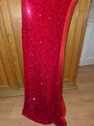 Vestido de fiesta rojo y dorado Xs/S