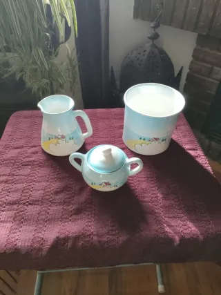 Conjunto Azucarero, Jarrita y Bol Cerámica