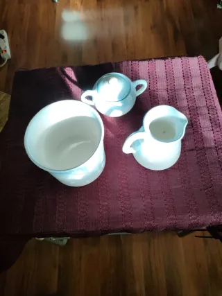 Conjunto Azucarero, Jarrita y Bol Cerámica