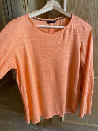 Blusa Massimo Dutti L Naranja Lino y Elastano