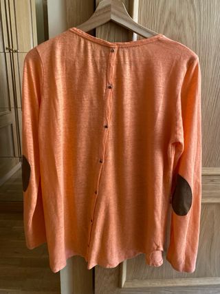 Blusa Massimo Dutti L Naranja Lino y Elastano