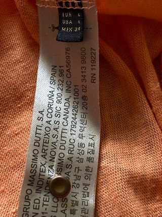 Blusa Massimo Dutti L Naranja Lino y Elastano