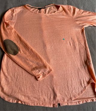 Blusa Massimo Dutti L Naranja Lino y Elastano