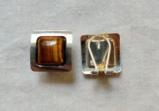 CONJUNTO OJO DE TIGRE: PULSERA Y PENDIENTES PLATA