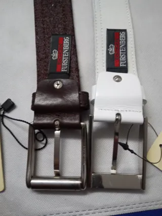 Set 2 Cinture Pelle Uomo Marrone Bianco.