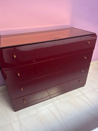 Armario puertas correderas espejo burdeos