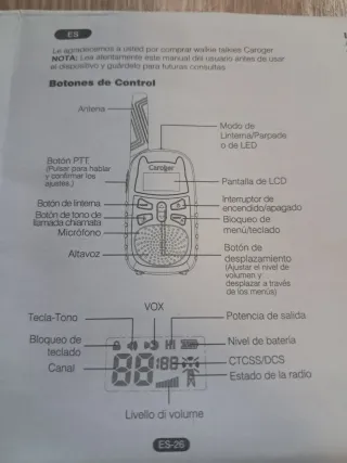 Pareja Walkie Talkie Infantil Caroger