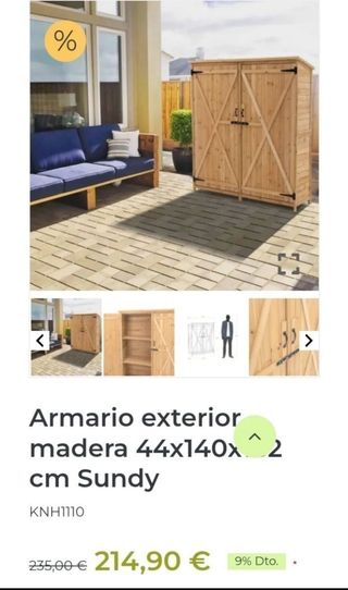 Armario exterior madera 44x140x162 cm Sundy