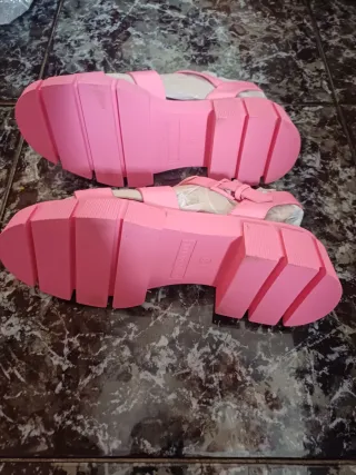 Sandalias cangrejeras plataforma rosas