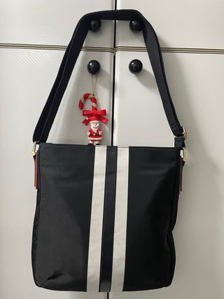 BOLSO NEGRO Impermeable Rayas Blancas+REGALO