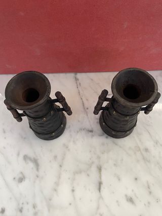 Pareja Cántaros Madera Antiguos