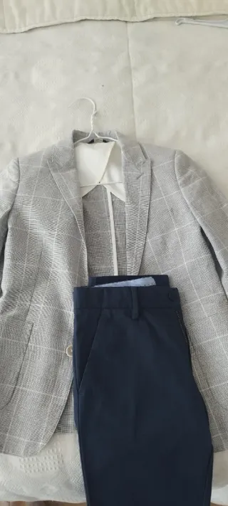 Traje comunión/evento gris y azul