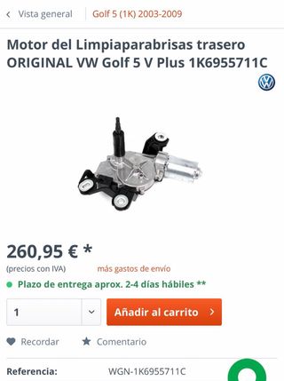 Motor Limpiaparabrisas Trasero Golf 5/6 Bosch