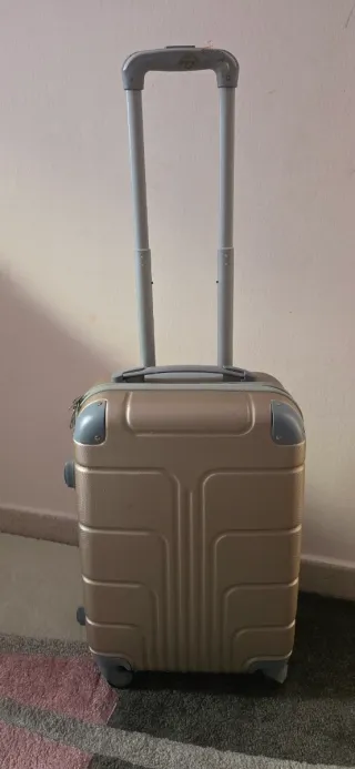 Maleta de viaje dorada con ruedas