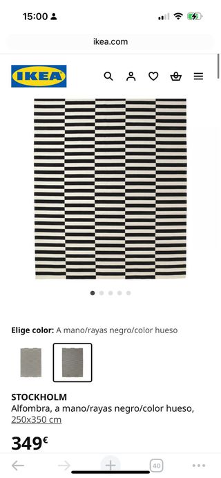 Alfombra IKEA STOCKHOLM rayas negro/hueso