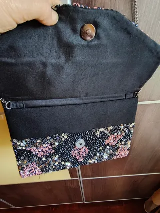 Bolso Sfera negro y rosa con pedrería