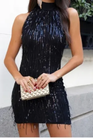 Vestido Mia and Lova lentejuelas negro