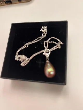 Collar Majorica Perla Rosada Cadena Plata 40cm