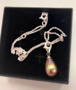 Collar Majorica Perla Rosada Cadena Plata 40cm