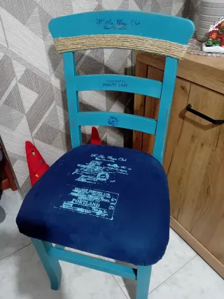 Sedia marina in legno massello turchese
