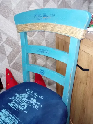 Sedia marina in legno massello turchese