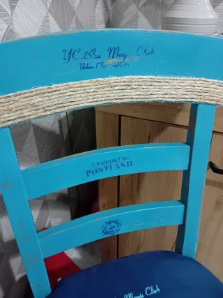 Sedia marina in legno massello turchese