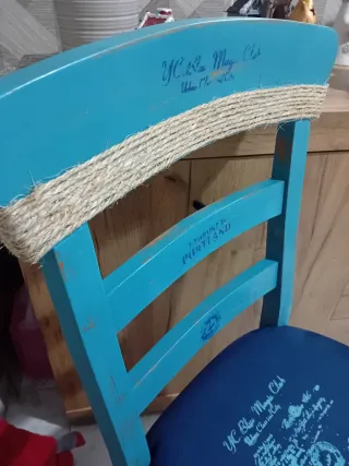 Sedia marina in legno massello turchese