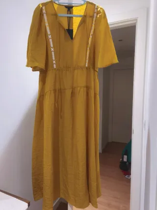 Vestido Cortefiel Mostaza Talla L Nuevo