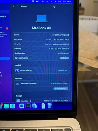 MacBook Air 13 (2020) i3 8GB 256GB Plata
