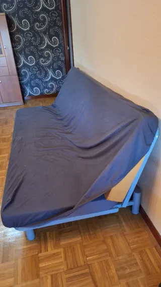 Sofá Cama Gris Tela y Metal