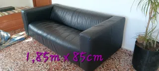 Sofá de Piel Negro 1,85m x 85cm