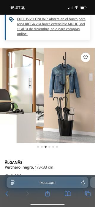 Perchero Ikea ÄLGANÄS negro