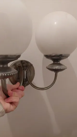 Applique da parete vintage in metallo e cristallo