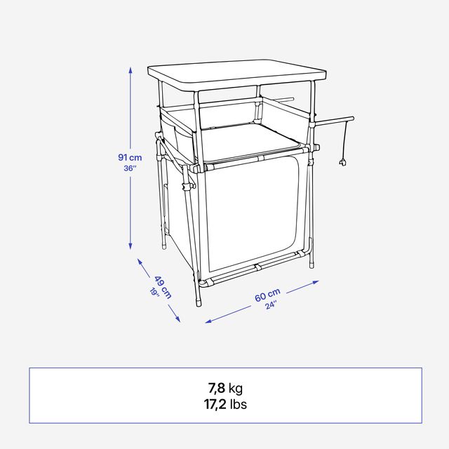 Mueble de cocina de camping S, plegable y compacto