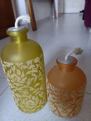 2 Lámparas Aceite Decoración Vidrio