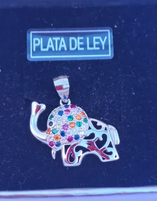 Colgante Elefante Plata Multicolor