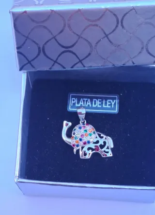 Colgante Elefante Plata Multicolor