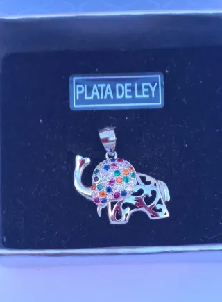 Colgante Elefante Plata Multicolor