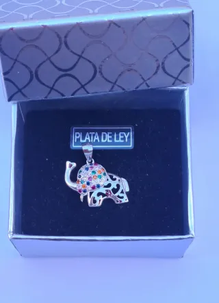 Colgante Elefante Plata Multicolor