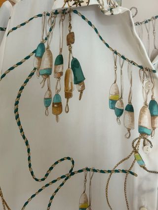 Blusa Zara Saten Estampada Marinera Talla S