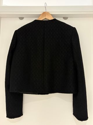 Chaqueta Zara Tweed Negra Botones Joya