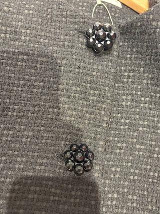 Chaqueta Zara Tweed Negra Botones Joya