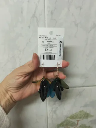 Pendientes Mango Flor Azul Verde