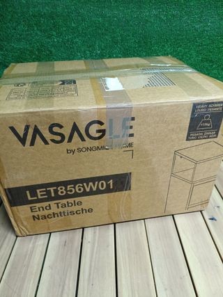 VASAGLE KAILYN Colección - Mesita de Noche Estrecha, Juego de 2, Mesa Auxiliar con 2 Cajones y Compartimento Abierto, a la Izquierda o a la Derecha, Blanco Nube LET856W01