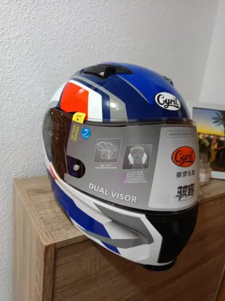 Casco Moto Cyril E-Advance Azul/Blanco