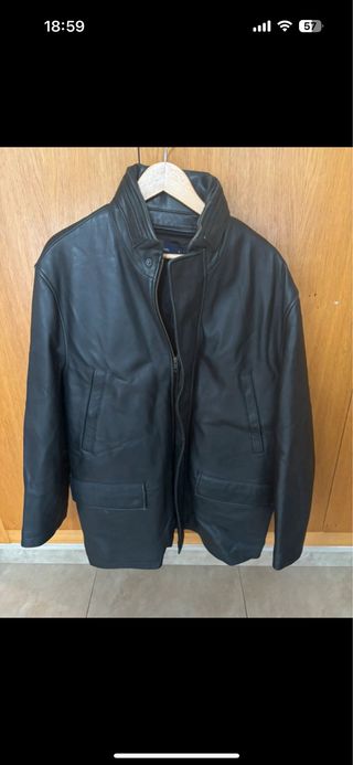 Chaqueta de cuero Cortefiel Talla L Negra Hombre