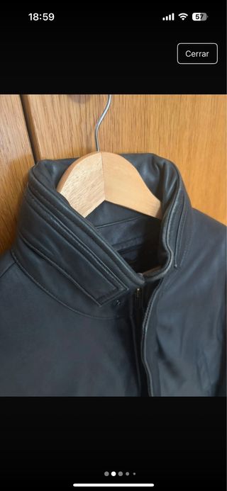 Chaqueta de cuero Cortefiel Talla L Negra Hombre