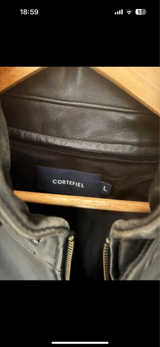 Chaqueta de cuero Cortefiel Talla L Negra Hombre